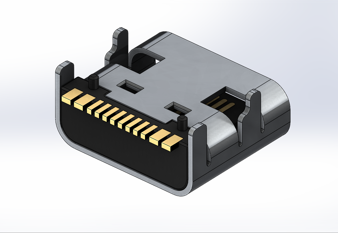 USB Type C 端口（SMD 类型）模型的 3D 模型