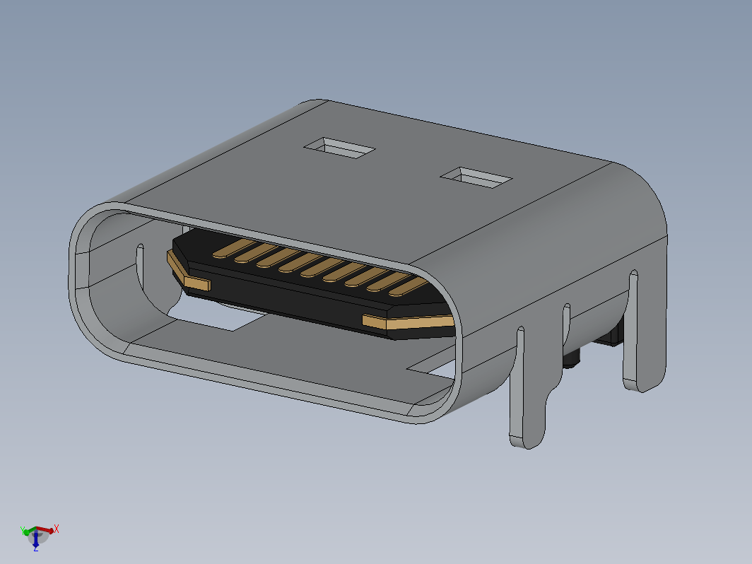 USB Type C 端口（SMD 类型）模型的 3D 模型