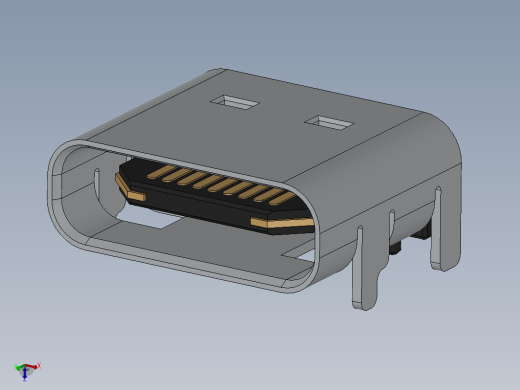 USB Type C 端口（SMD 类型）模型的 3D 模型缩略图