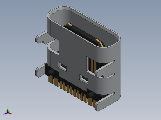 USB Type C 端口（SMD 类型）模型的 3D 模型缩略图