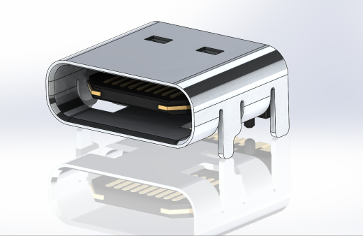 USB Type C 端口（SMD 类型）模型的 3D 模型缩略图