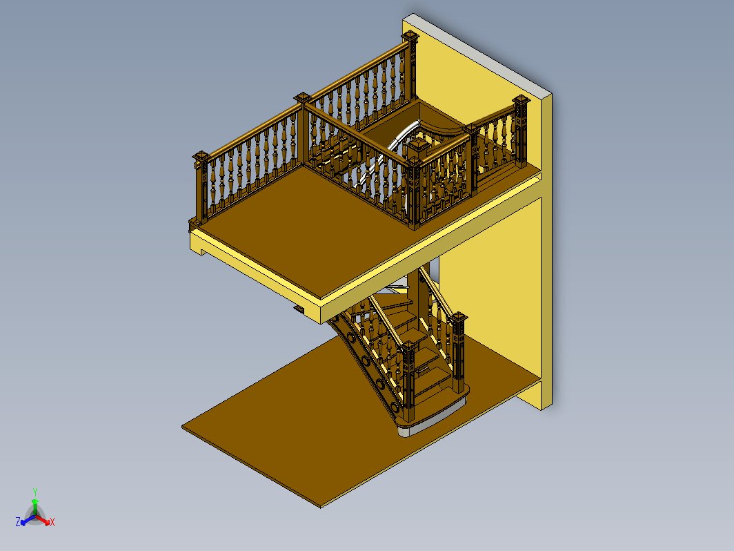 别墅木质楼梯结构件