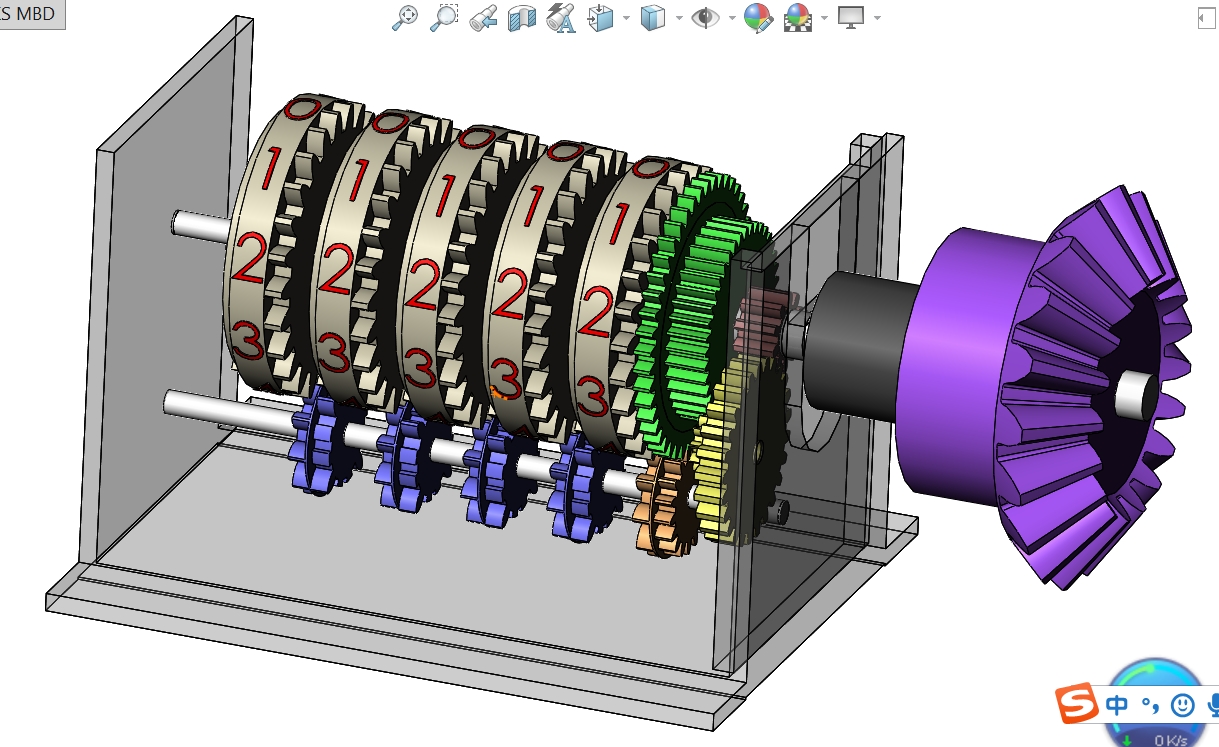 机械齿轮计数器三维SW2016带参