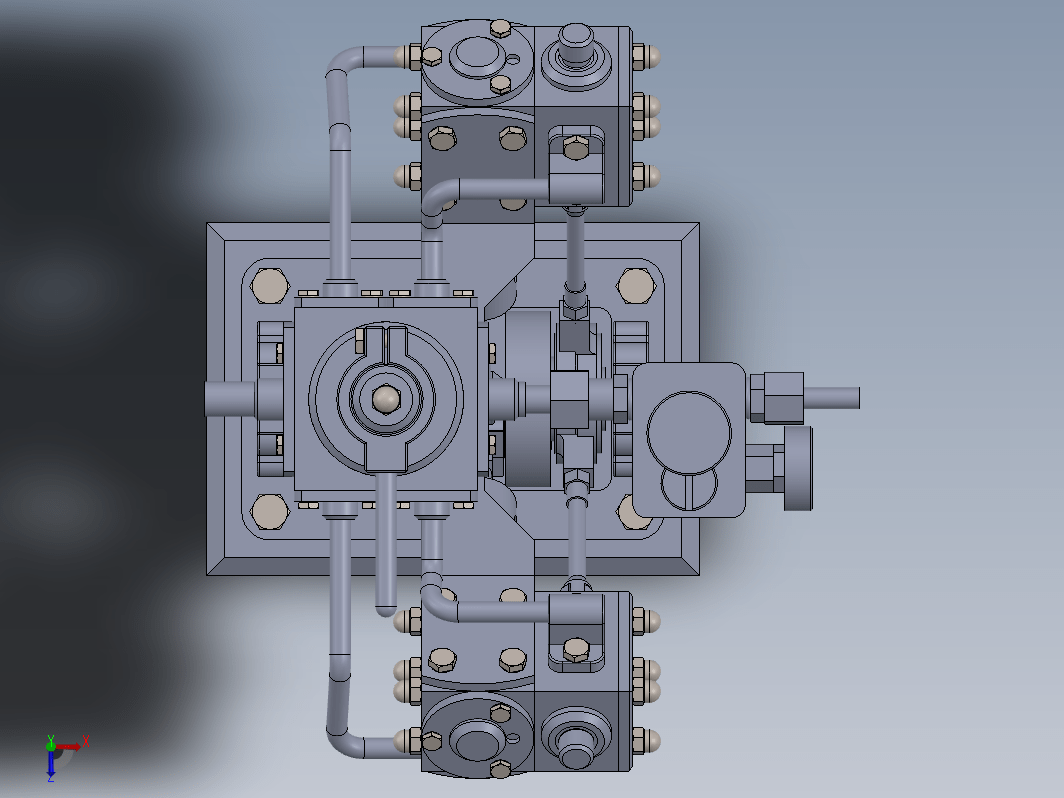 V-SHAPED双动式蒸汽机模型3D图纸 Solidworks设计 附工程图