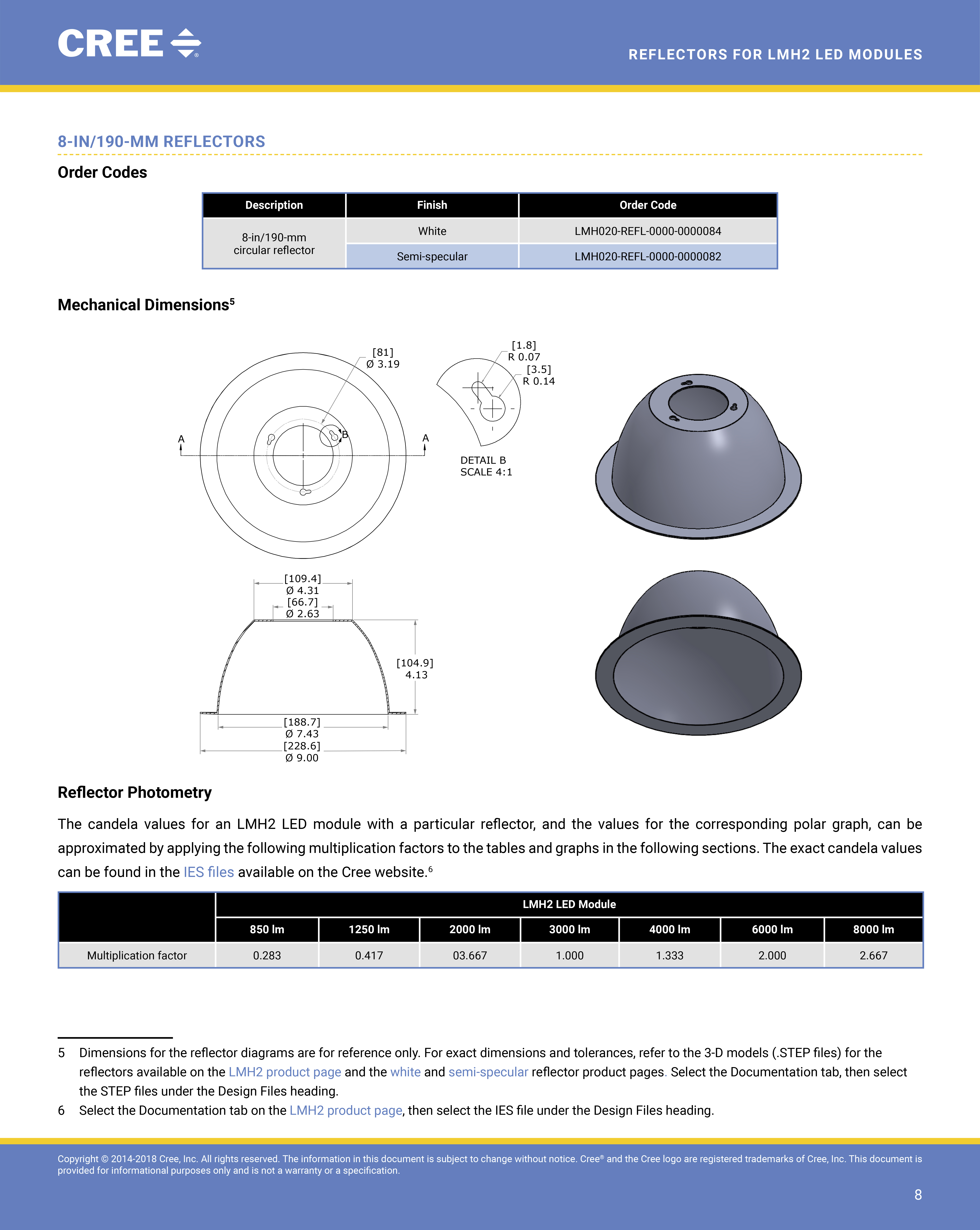 用于 LED CREE 的反射器