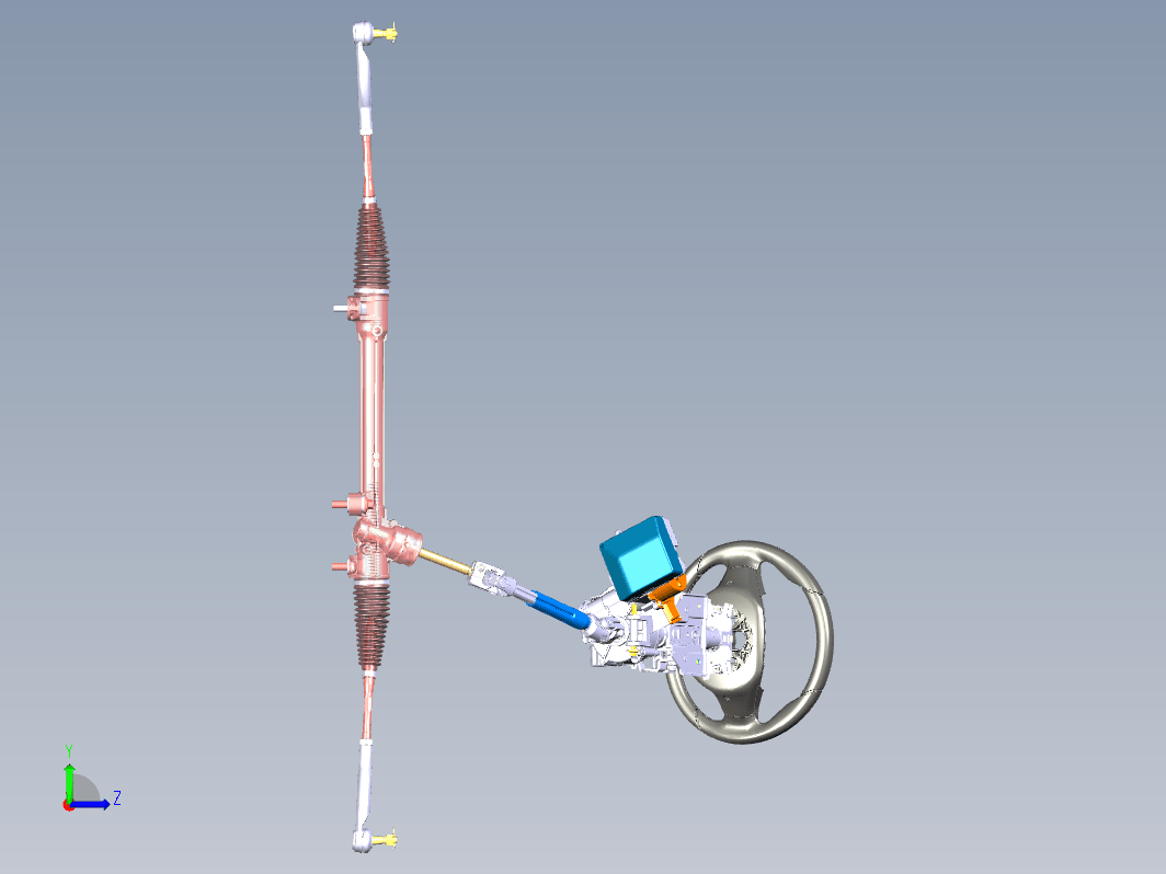 齿轮齿条式电动助力转向系统三维CatiaV5R19无参