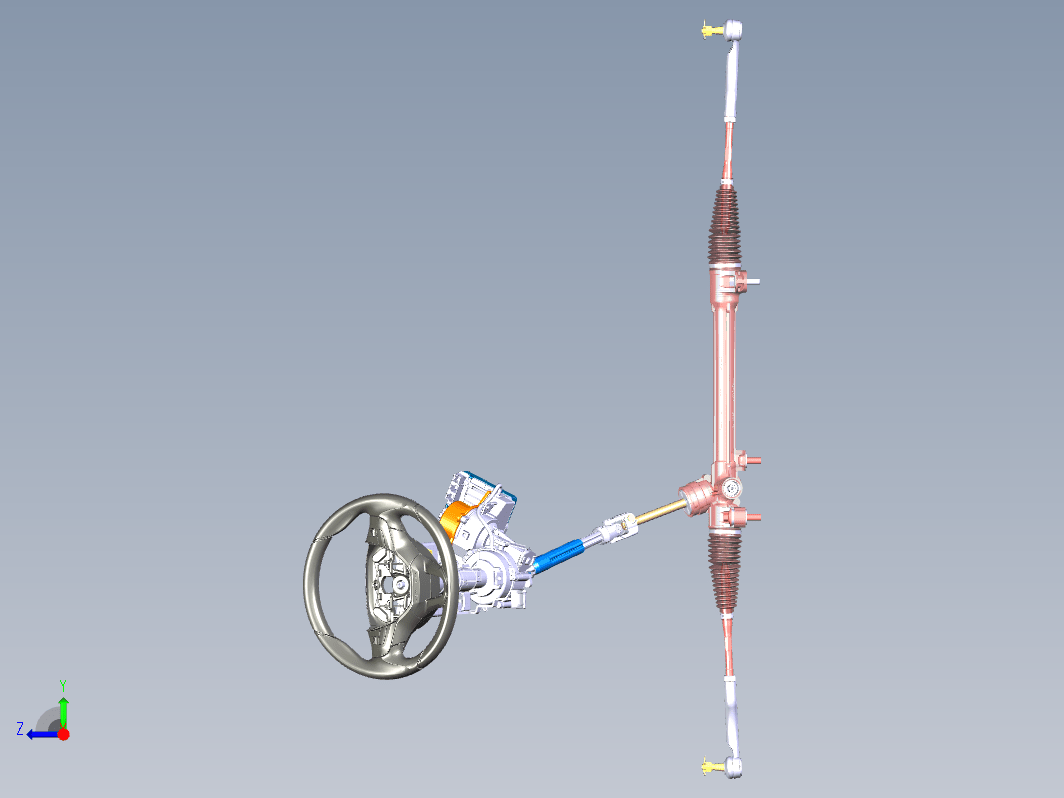 齿轮齿条式电动助力转向系统三维CatiaV5R19无参