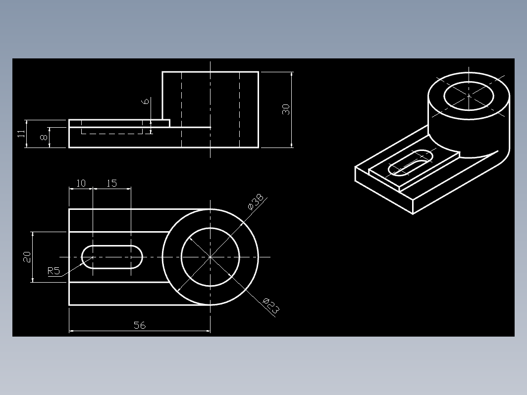 CAD机械零件图-底座视图