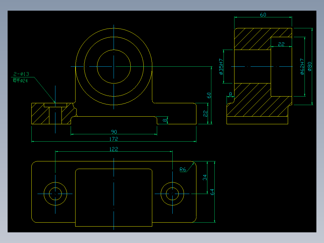 CAD机械零件图-三视图2