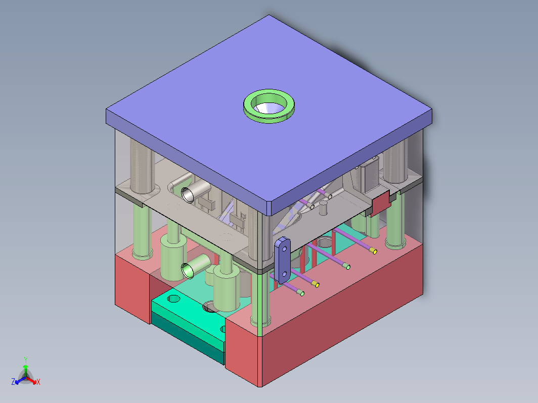 汽车前转向灯壳体全套模具图