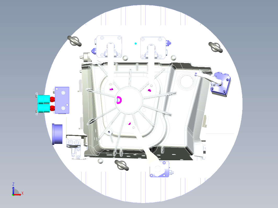 右前轮罩五轴夹具 卧加五轴保压形式液压夹具