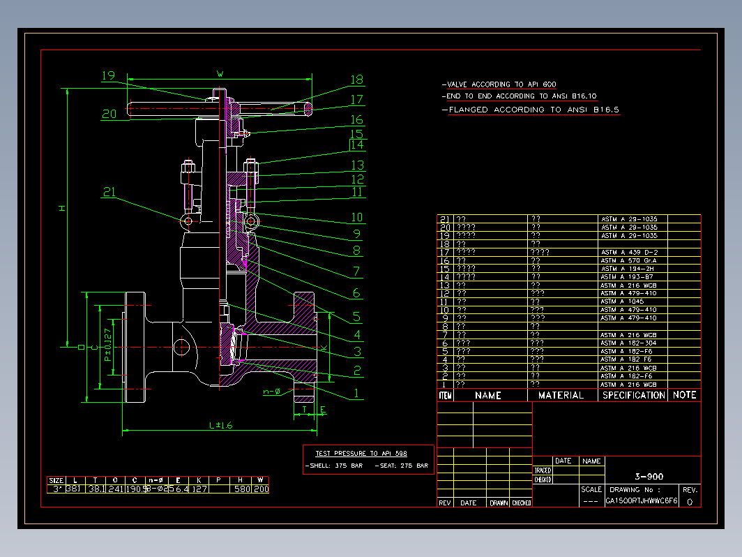 阀门 3ZP900