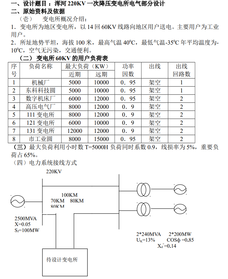 220∕60KV降压变电所电气部分设计CAD+说明