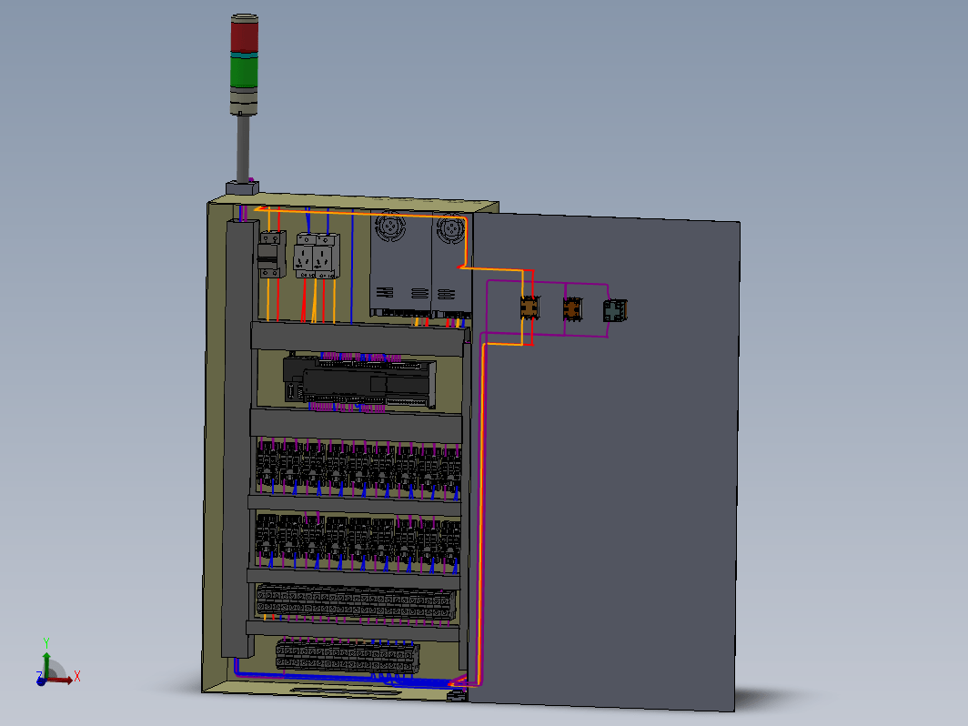 打标机PLC电控柜，电源模块，plc IO口的设计，继电器控制模块