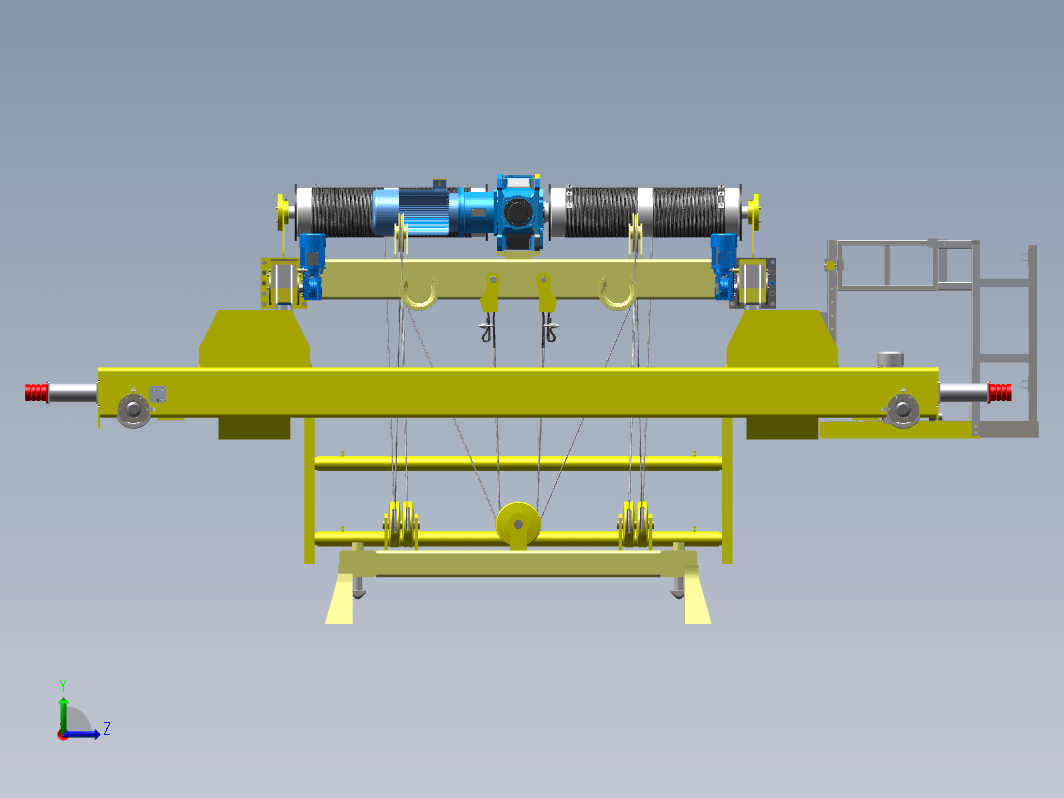 5t16.5m双梁桥式起重机模型三维SW2021无参