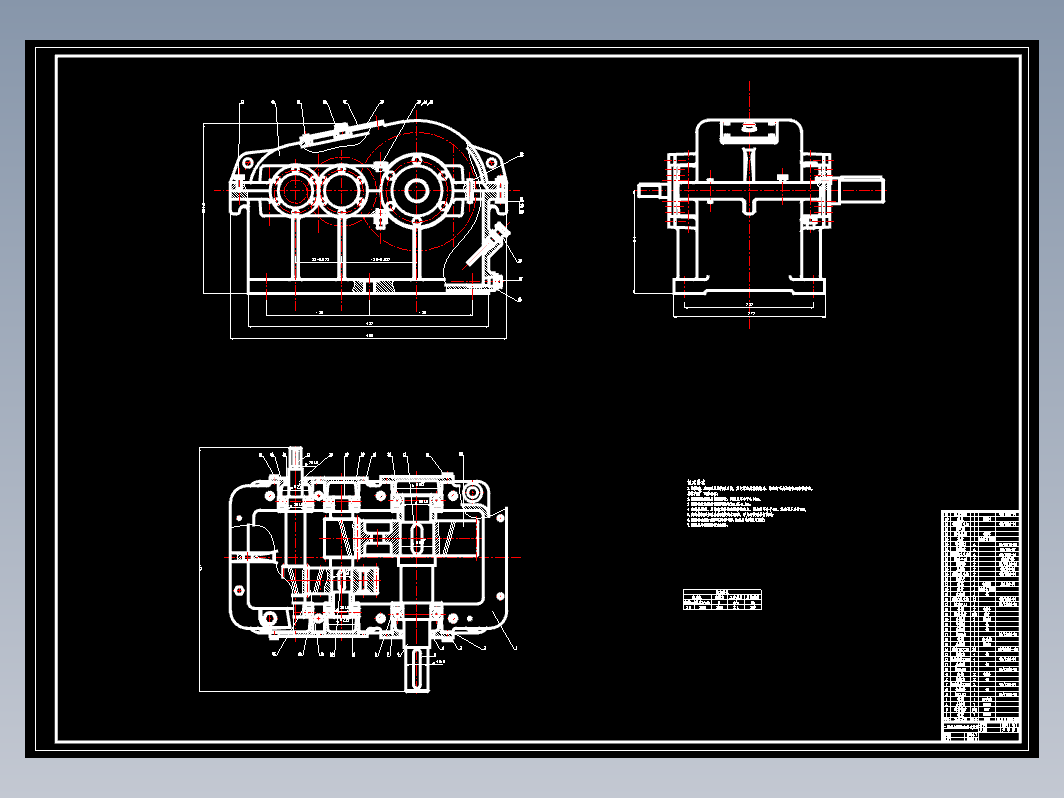 展开式二级斜齿轮减速器CAD零件图+装配图