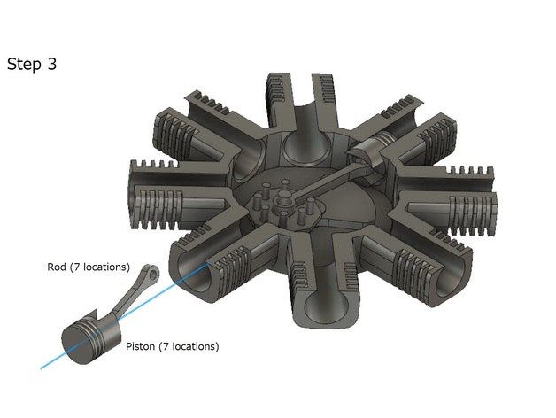 简易8缸星型活塞发动机演示结构模型