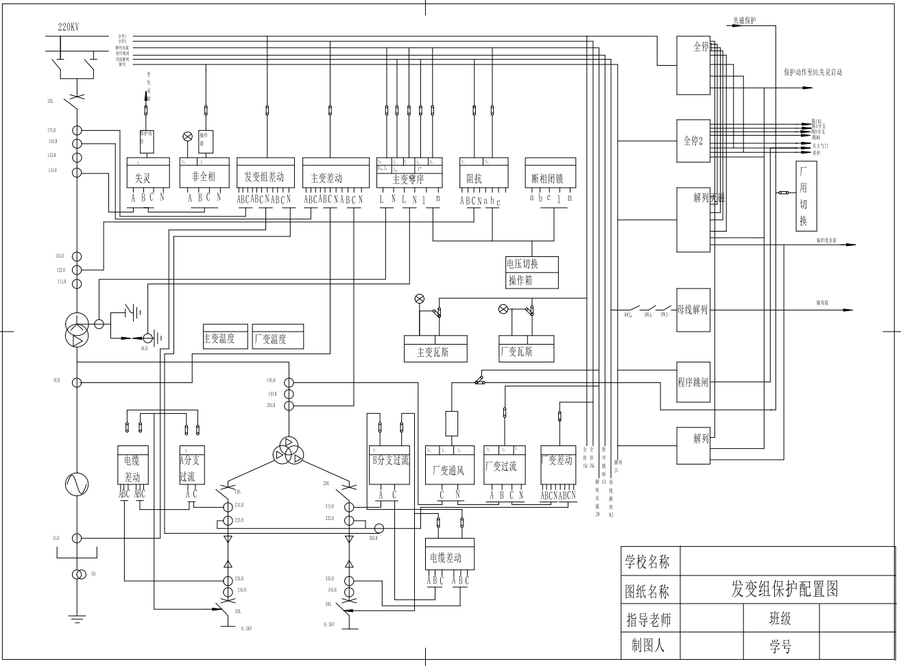 4×200MW凝气式火发电厂电气部分设计CAD+说明