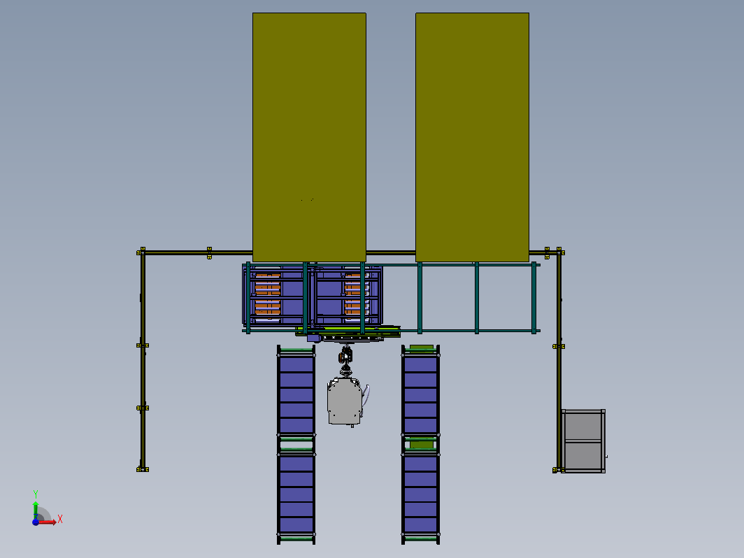 双工位组装移栽式机器人夹持电梯门板装箱系统