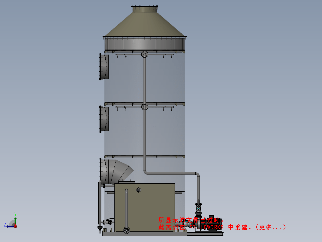 01月-Φ2000×5700喷淋洗涤塔（sw18可编辑+工程图+BOM）