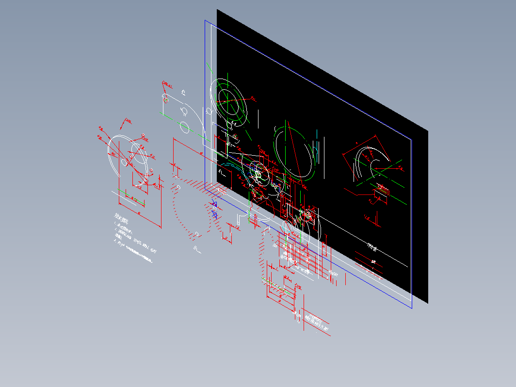升降电机-蜗轮箱CAD二维图纸