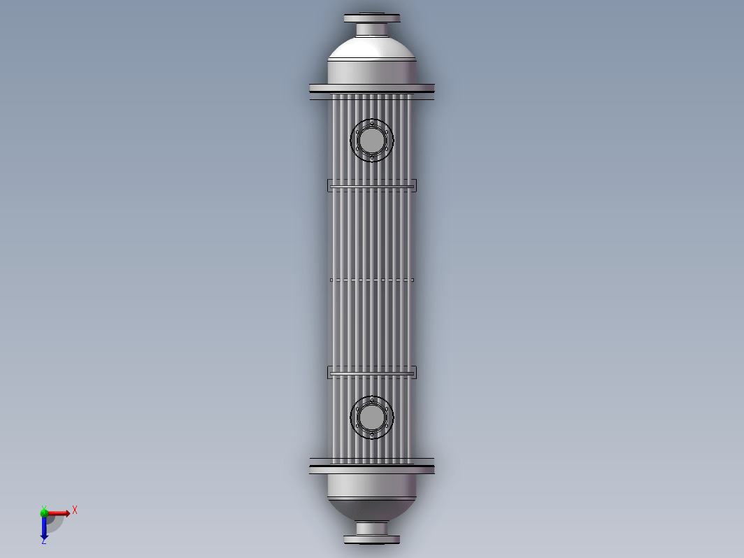 DN350逆流直列式单程管壳式换热器。