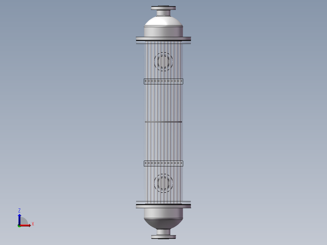 DN350逆流直列式单程管壳式换热器。