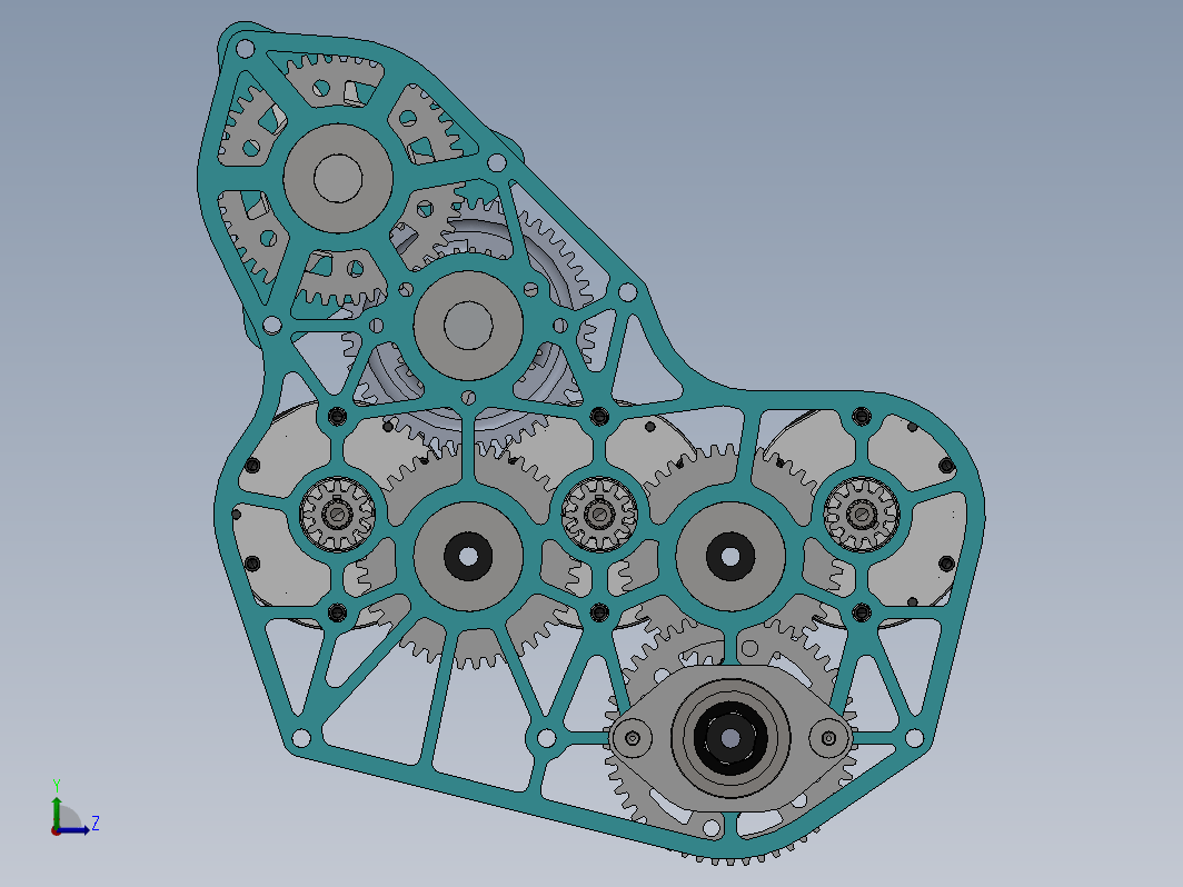 PTO（动力输出）齿轮变速器结构3D