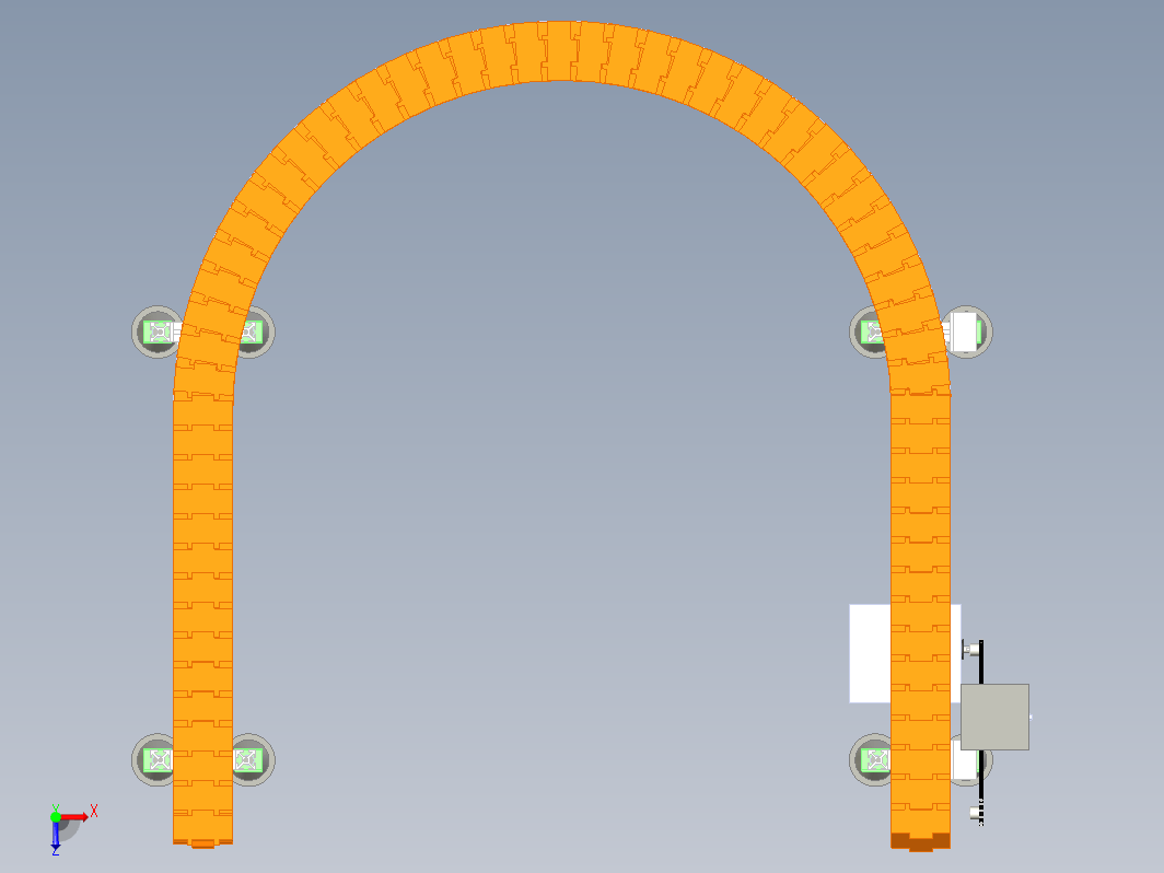 curve slat U型板链输送机