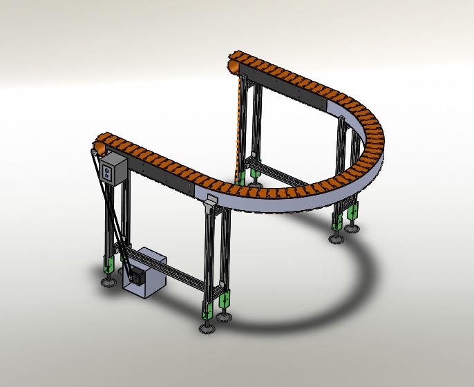 curve slat U型板链输送机