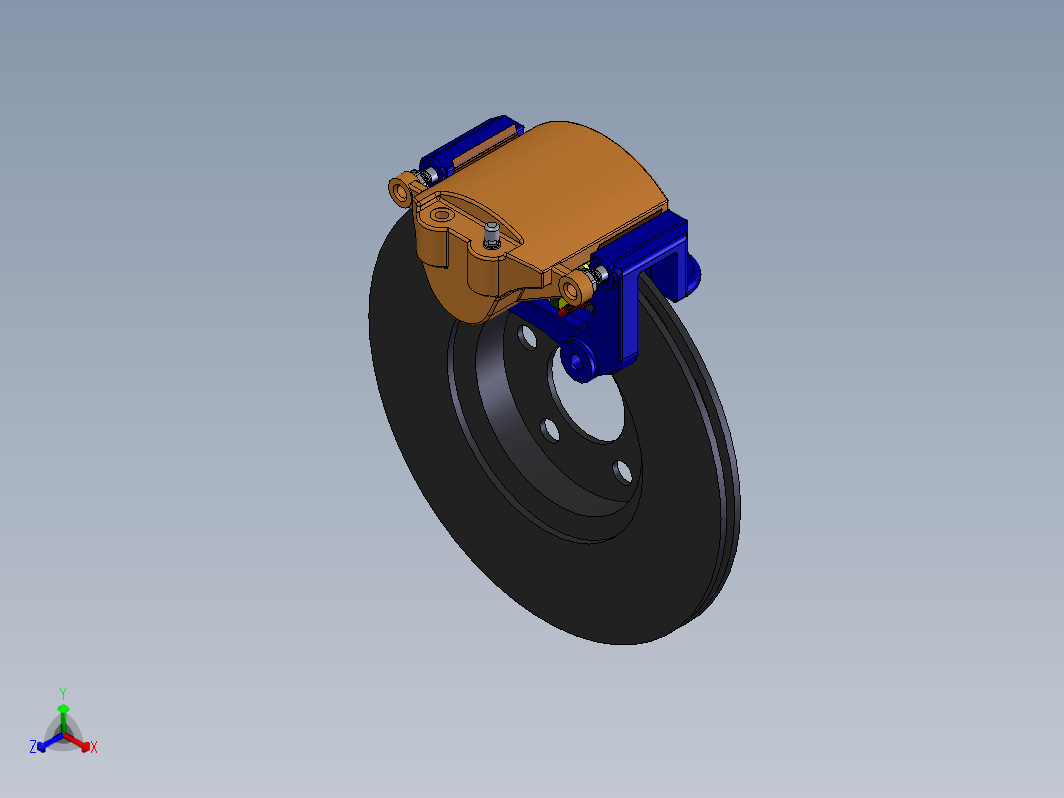 盘式制动器模型三维 总装图三维SW2016带参