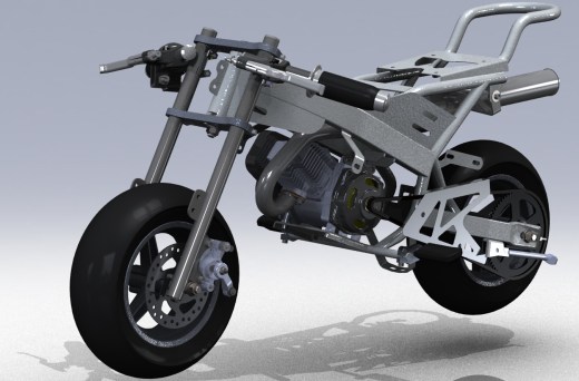 轻便摩托车模型3D图纸 Solidworks设计 附STEP IGS缩略图