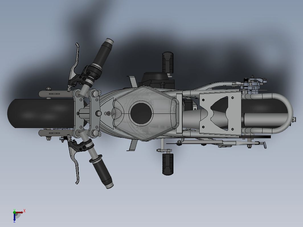 轻便摩托车模型3D图纸 Solidworks设计 附STEP IGS