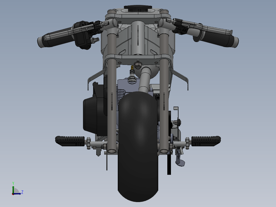 轻便摩托车模型3D图纸 Solidworks设计 附STEP IGS