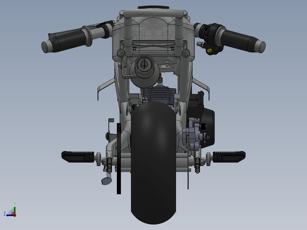 轻便摩托车模型3D图纸 Solidworks设计 附STEP IGS