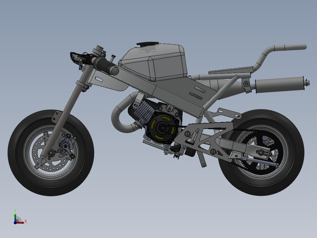 轻便摩托车模型3D图纸 Solidworks设计 附STEP IGS