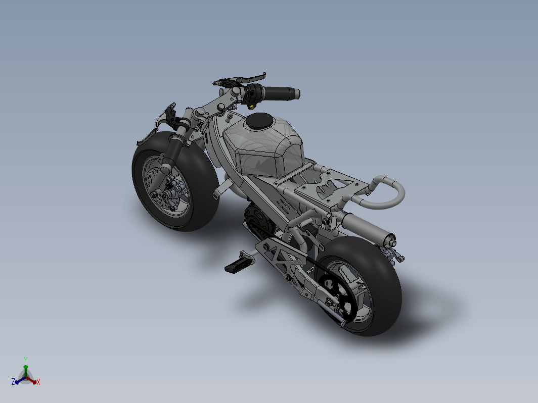 轻便摩托车模型3D图纸 Solidworks设计 附STEP IGS