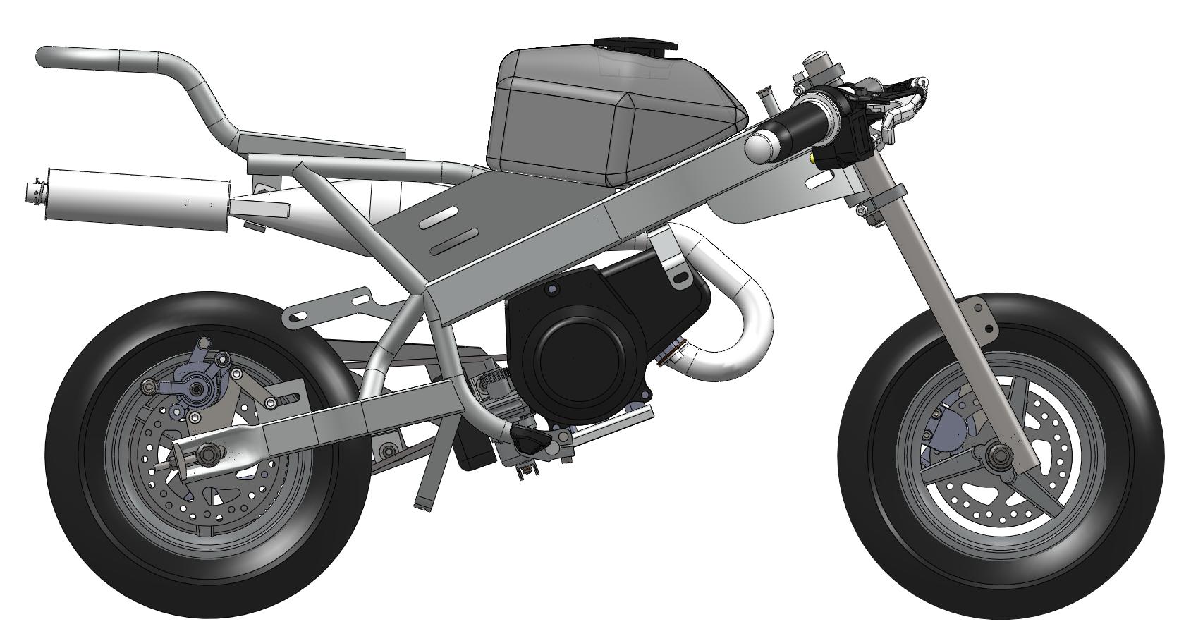 轻便摩托车模型3D图纸 Solidworks设计 附STEP IGS