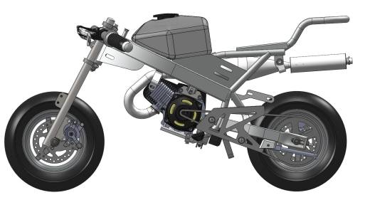 轻便摩托车模型3D图纸 Solidworks设计 附STEP IGS缩略图