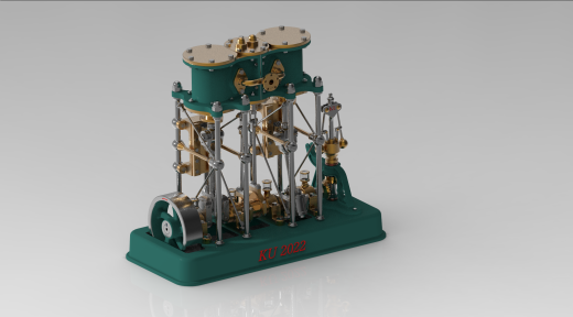 2缸蒸汽机 2 cylinder steam engine缩略图
