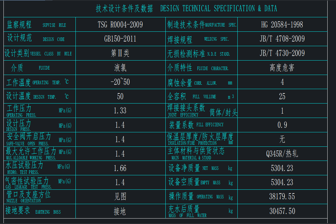 25立方卧式液氯储罐装配图