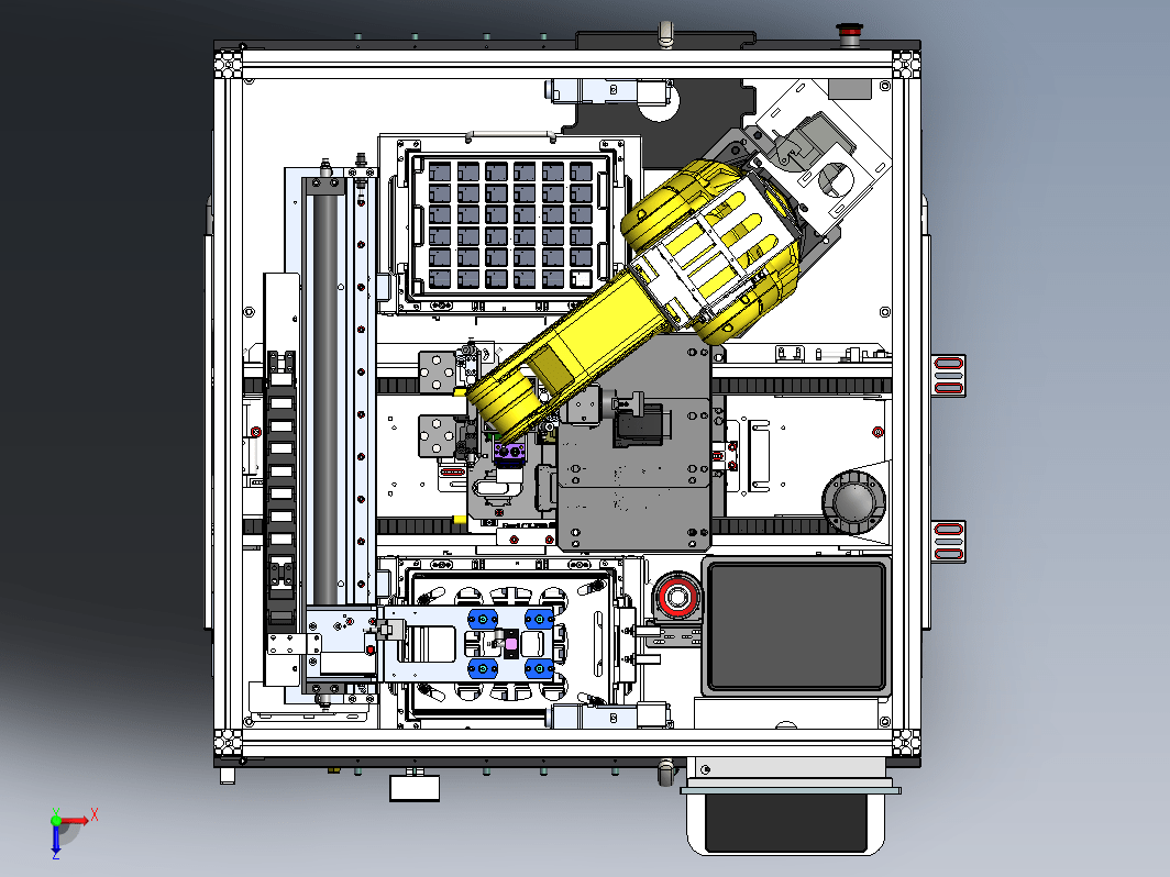 连接器整体组装，机械手完成底壳，PCB板和上盖组装