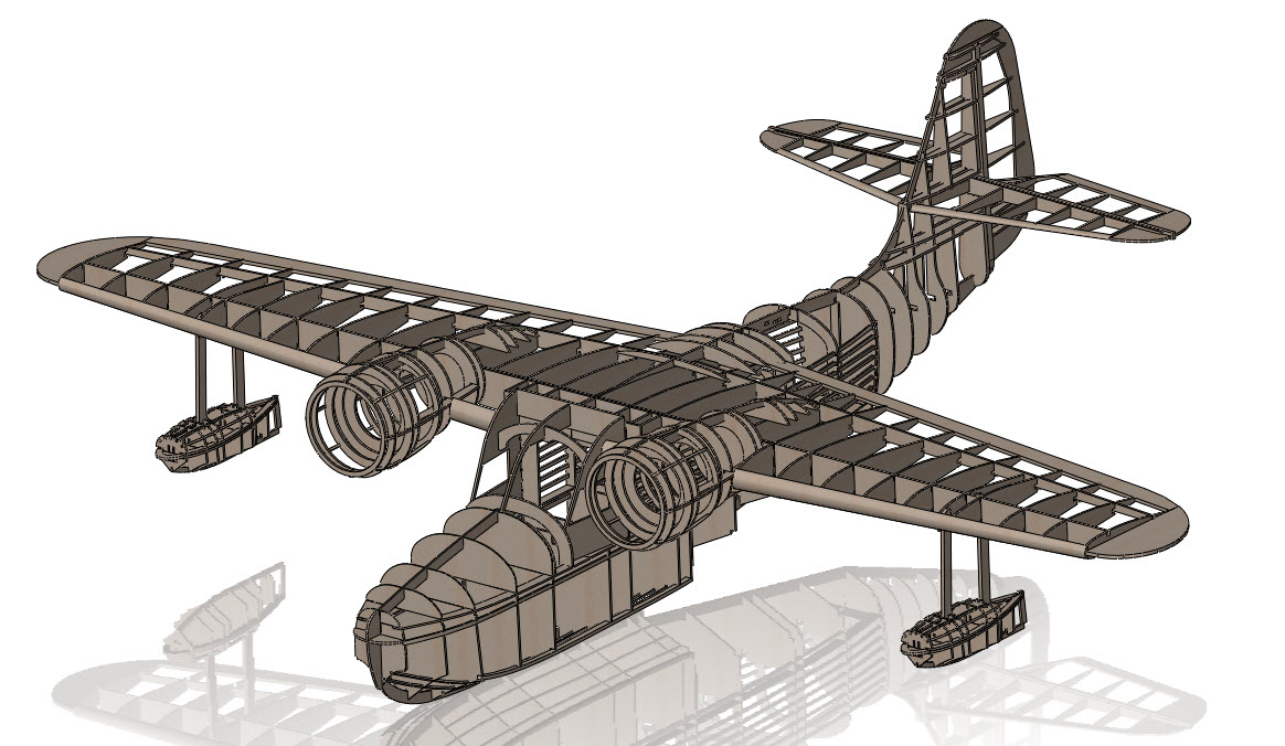 RC复古浮式飞机航模框架