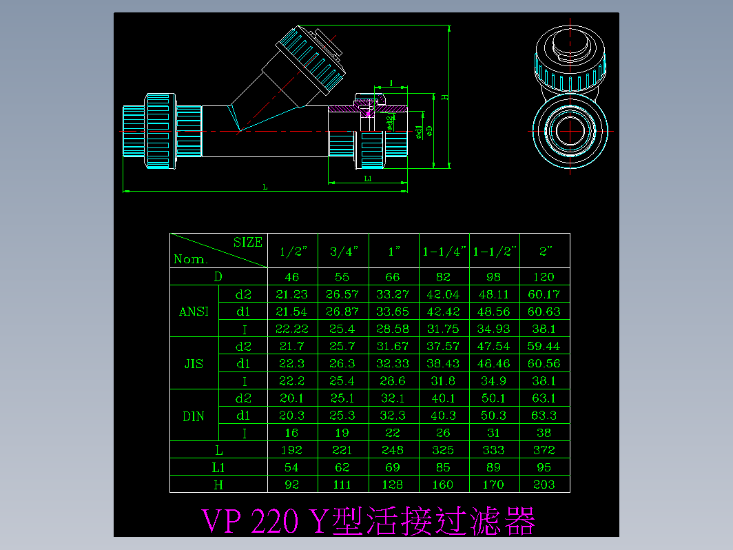 VP 220 Y型活接过滤器