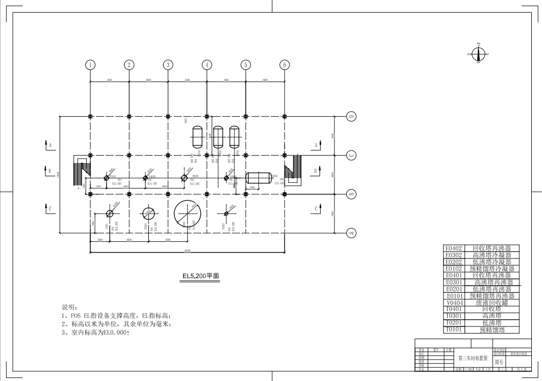 化工车间设备平面-立面布置图