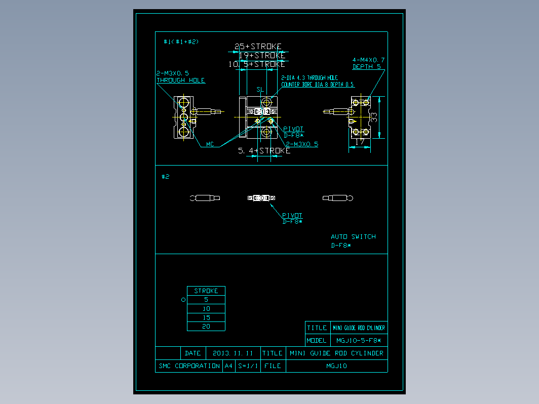 SMC MGJ系列CAD 2D 图纸