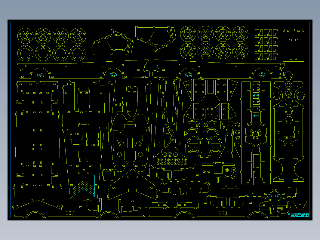 Batimovil敞篷跑车立体拼装模型激光切割图纸 dwg dxf cdr格式