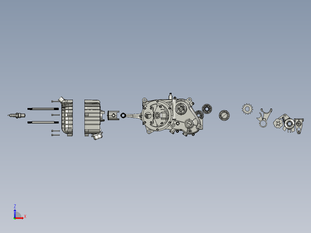 50CC赛车发动机爆炸模型造型