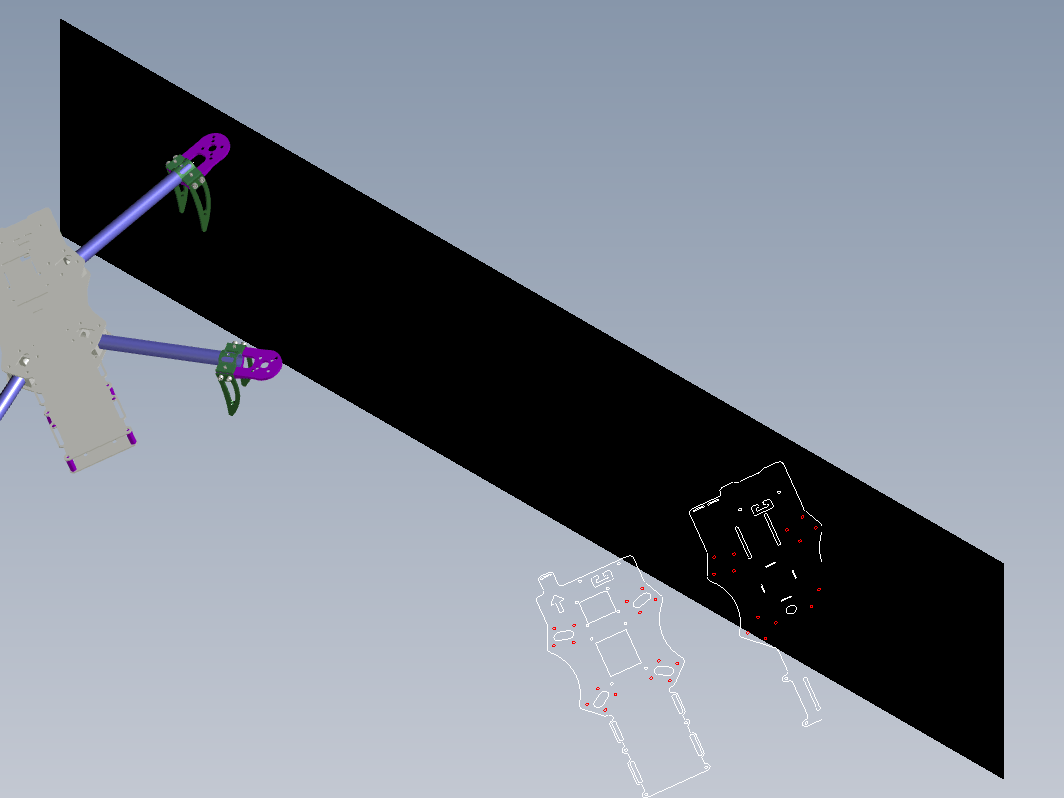 四旋翼无人机结构主体框架CAD模型