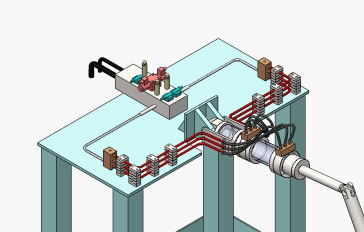 液压钢管疲劳试验机整机PROE 5.0设计图检测扭转疲劳强度